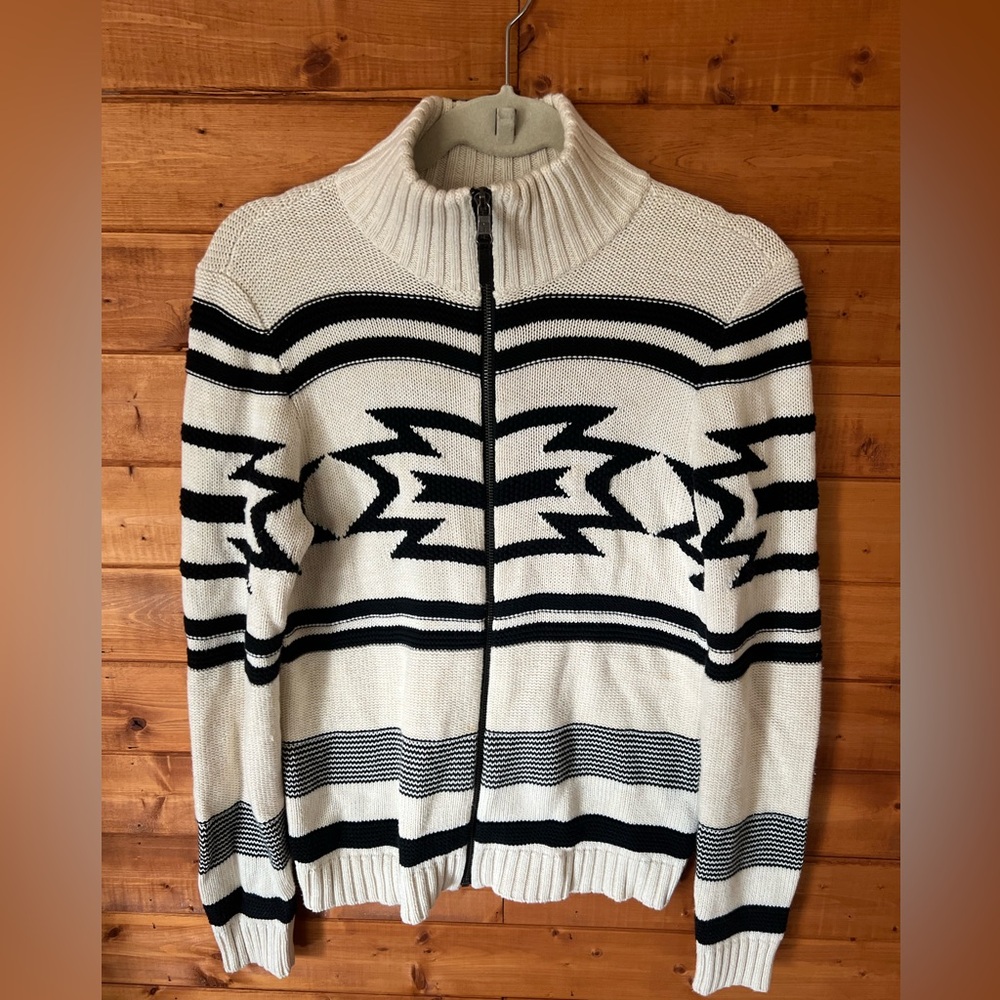 Ralph Lauren Aztec Zip Front Sweater Sz M